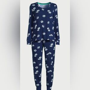 NWOT Women’s Ribbed Top and Jogger Pants Pajama Set Medium Daisy Floral print